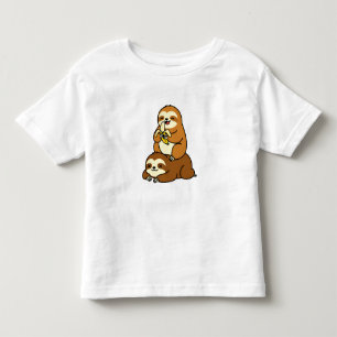 Süßes Faultier, das Banane auf faules Faultier iss Kleinkind T-shirt
