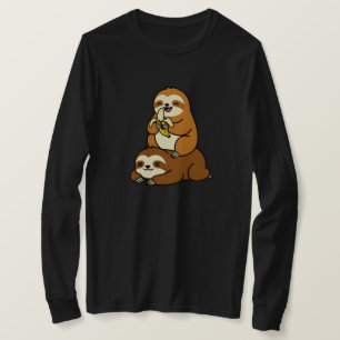 Süßes Faultier, das Banane auf faules Faultier iss T-Shirt