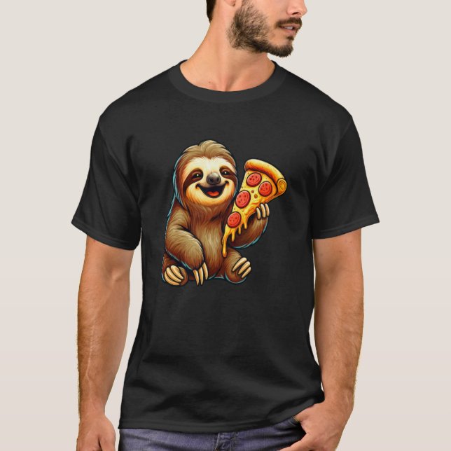 Süßes Faultier, das Pizza isst T-Shirt (Vorderseite)