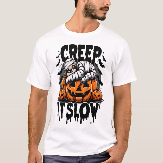Süßes Faultier Frohes Halloween T-Shirt (Vorderseite)