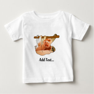 Süßes Faultier hängt   Fügen Sie Ihr Foto und Text Baby T-shirt