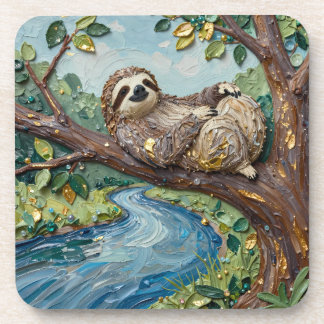 Süßes Faultier im Baum Trinkuntersetzer | Acryl-St Getränkeuntersetzer