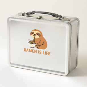 Süßes Faultier isst Ramen � Lustiges Nudelliebhabe Metall Brotdose