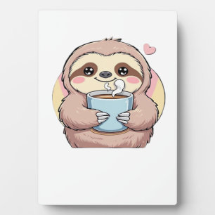 Süßes Faultier Kaffeeliebhaber-Shirt � Lustig ange Fotoplatte