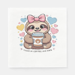 Süßes Faultier Kaffeeliebhaber-Shirt � Lustig ange Serviette