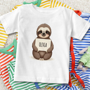 Süßes Faultier mit Namensschild Baby T-shirt