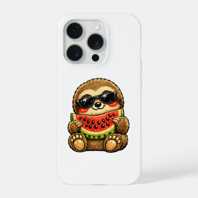 Süßes Faultier mit Wassermelone iPhone Hülle (Rückseite)
