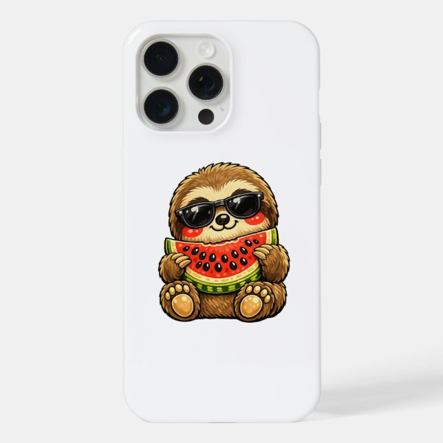 Süßes Faultier mit Wassermelone iPhone Hülle (Rückseite)