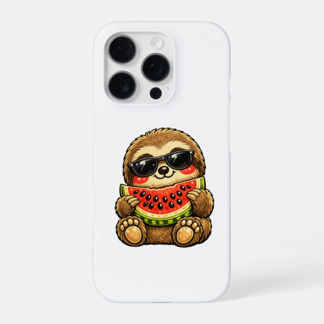 Süßes Faultier mit Wassermelone iPhone Hülle (Rückseite)