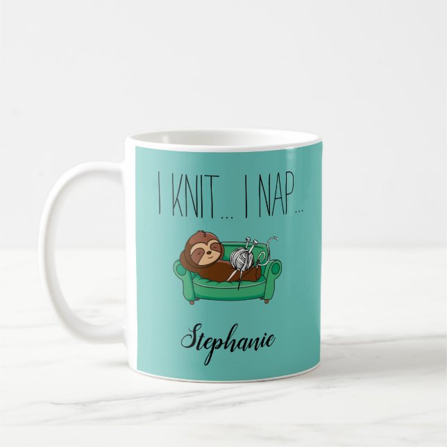 Süßes Faultier Strick Kaffeetasse Geschenk (Links)