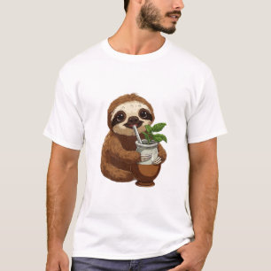 Süßes Faultier trinkt Yerba Mate � Adorable Kawaii T-Shirt