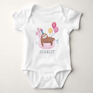 Süßes Faultier und Einhorn 1. Geburtstag Baby Body Strampler