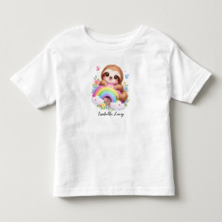 Süßes Faultier und Regenbogen, Blumen Kinder T-Shi Kleinkind T-shirt