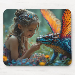 Süßes Feen Blau Drache Design Mousepad