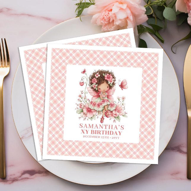 Süßes Feen-Mädchen 2. Geburtstag Rosa Servietten (Cute Fairy Girl 2nd Birthday Blush Pink napkins)