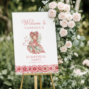 Süßes Feen-Mädchen Errötendes Blumen Geburtstags-W Poster