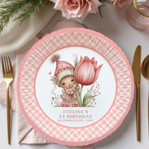 Süßes Feenmädchen 2. Geburtstag rosa Blumen Papier Pappteller