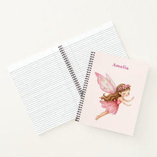 Süßes Feenmädchen im rosa Kleid, verspieltes Mädch Notizbuch