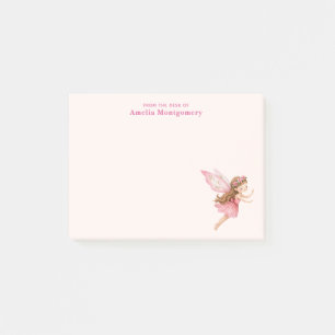 Süßes Feenmädchen im rosa Kleid, verspieltes Mädch Post-it Klebezettel