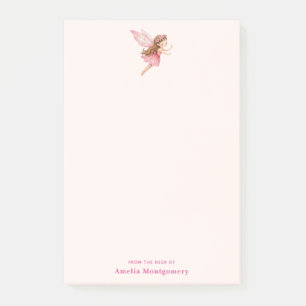 Süßes Feenmädchen im rosa Kleid, verspieltes Mädch Post-it Klebezettel