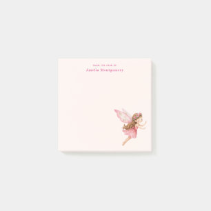 Süßes Feenmädchen im rosa Kleid, verspieltes Mädch Post-it Klebezettel