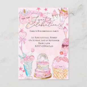 Süßes Feiern Aquarell Girl's Geburtstag Einladung