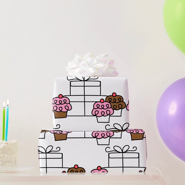 Süßes Feiern Cupcake und Geschenkboxen Geschenkpapier (Von Creator hochgeladen)