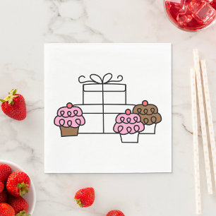 Süßes Feiern Cupcake und Geschenkboxen Serviette