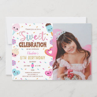 Süßes Feiern Donut Candy Foto Geburtstag Einladung