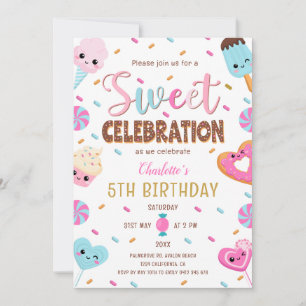 Süßes Feiern Donut Candy Ice Creme Geburtstag Einladung