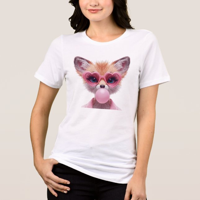 Süßes Fennec-Fuchs-Bubblegum-T-Shirt Tri-Blend Shirt (Vorderseite)