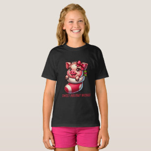 Süßes Ferkel im Weihnachtsstrumpf T-Shirt