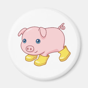 Süßes Ferkel-Schwein in gelben Gummistiefeln Magnet