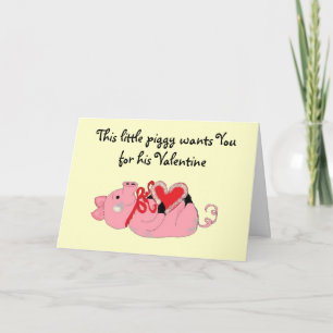Süßes Ferkel zum Valentinstag Feiertagskarte