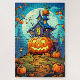 Süßes festliches Spukhaus   Frohes Halloween Puzzle
