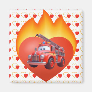 Süßes Feuerwehrauto Valentinstag Magnet