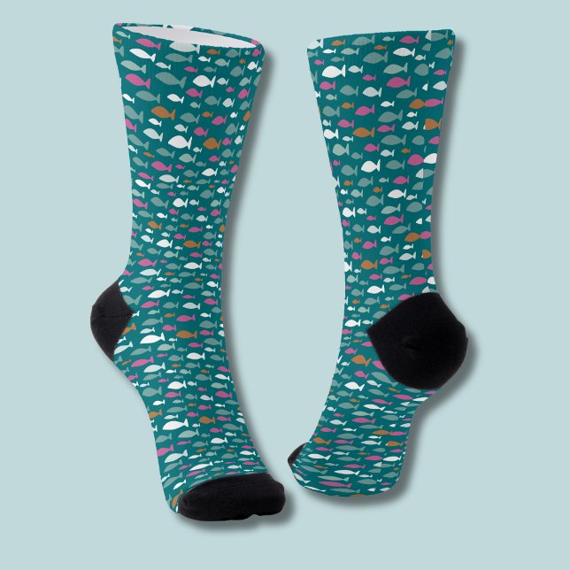 Süßes Fischmuster Socken (Fish Shoal green socks)