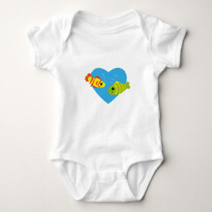 Süßes Fischpaar Valentinstag Aquarium Liebe Baby Strampler