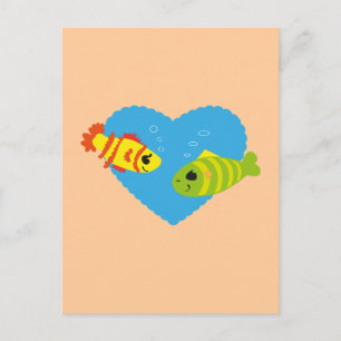 Süßes Fischpaar Valentinstag Aquarium Liebe Postkarte