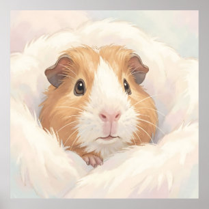 Süßes flauschiges Meerschweinchen-Porträt Poster