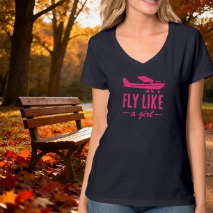 Süßes Fliege wie ein Mädchen Rosa Flugzeug Mädchen T-Shirt