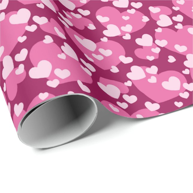 Süßes Fliesenmuster rosa Herzen  Geschenkpapier (Rolleneckpunkt)