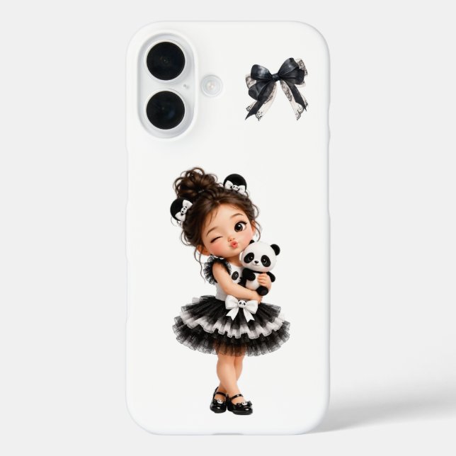 Süßes Flirt Mädchen Schwarze Schleife Panda iPhone Case-Mate iPhone Hülle (Rückseite)