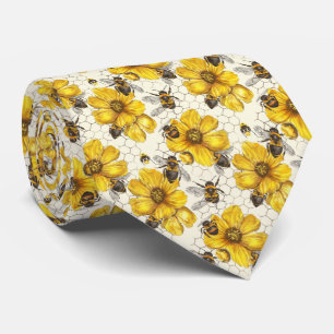 Süßes florales Bienen-Kachel-Muster Krawatte