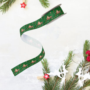 Süßes florales Einhorn-Weihnachten Grün Mädchen Satinband