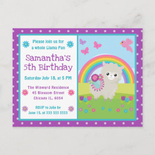 Süßes Florales Frühlingslama & Regenbogen Geburtst Postkarte