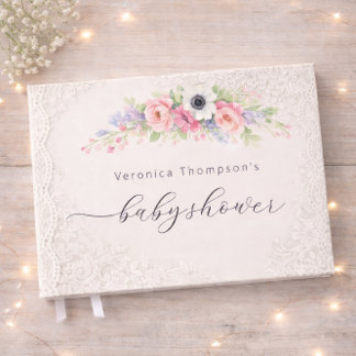 Süßes florales Gästebuch für Baby Shower
