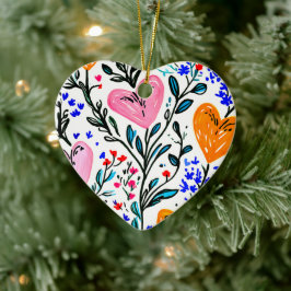 Süßes florales Herz Keramik Ornament