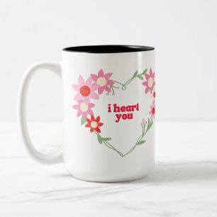 Süßes florales Herz zum Valentinstag Zweifarbige Tasse