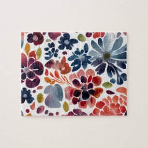 Süßes florales Muster Wasserfarben Blumen Puzzle